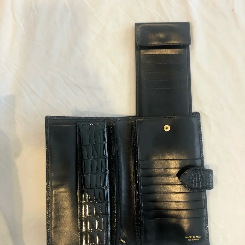 Women's long Alligator wallet black - Made in Italy - Picture 10 of 12